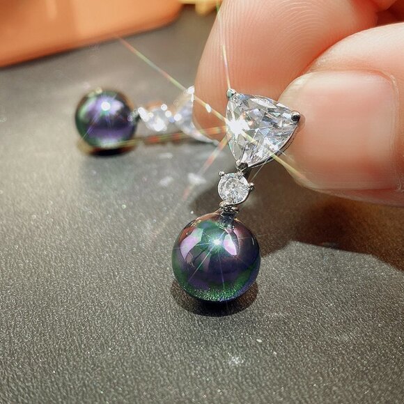 🔥 High Quality Silver Plated Diamond CZ Earrings for Women, HA4537 - Picture 5 of 5